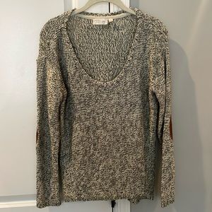 Hi-Lo Knit Sweater with Elbow Patches
